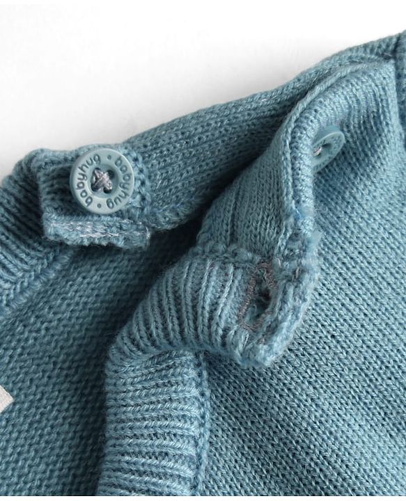 Babyhug Knitted Full Sleeves Sweater Set With Swan Print - Light Blue
