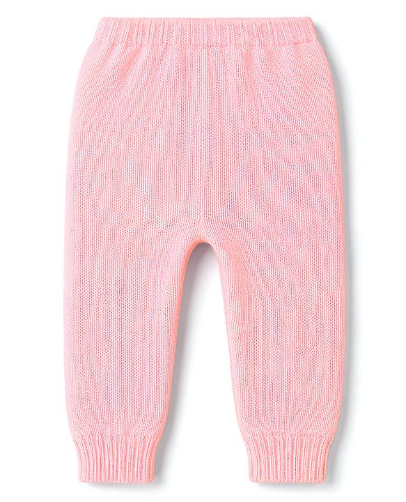 Babyhug Knitted Full Sleeves Sweater Set With Bunny Print - Pink