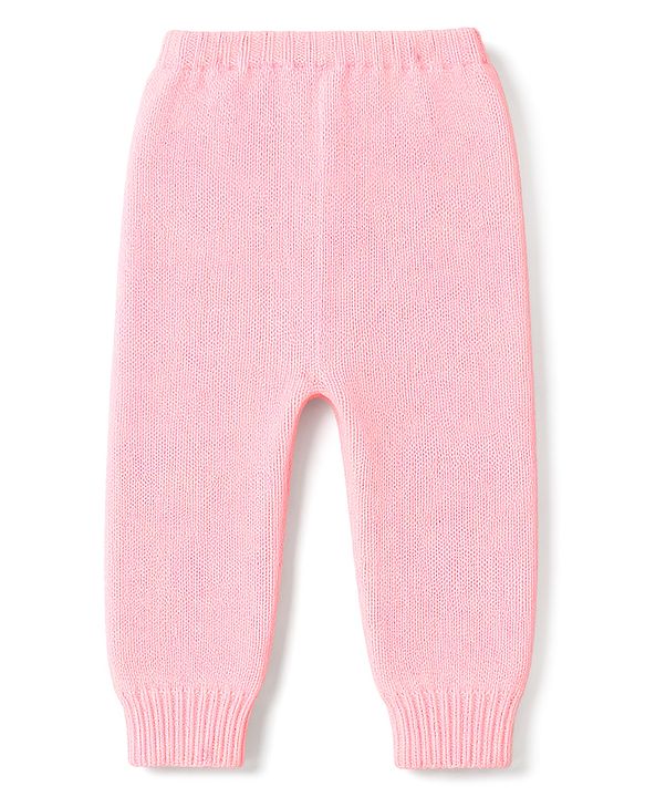Babyhug Knitted Full Sleeves Sweater Set With Bunny Print - Pink