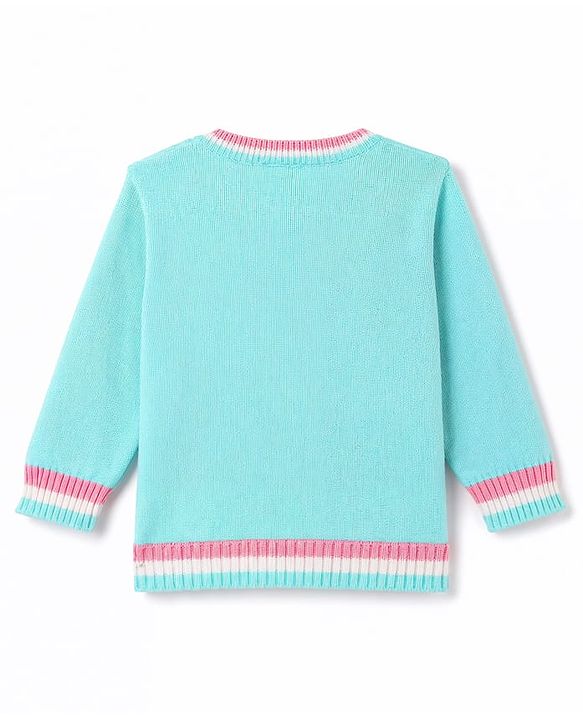 Babyhug Knitted Full Sleeves Solid Sweater Set with Cable Knit Design - Light Blue