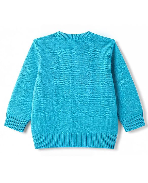 Babyhug Knitted Full Sleeves Sweater Set With Bunny Design - Light Blue