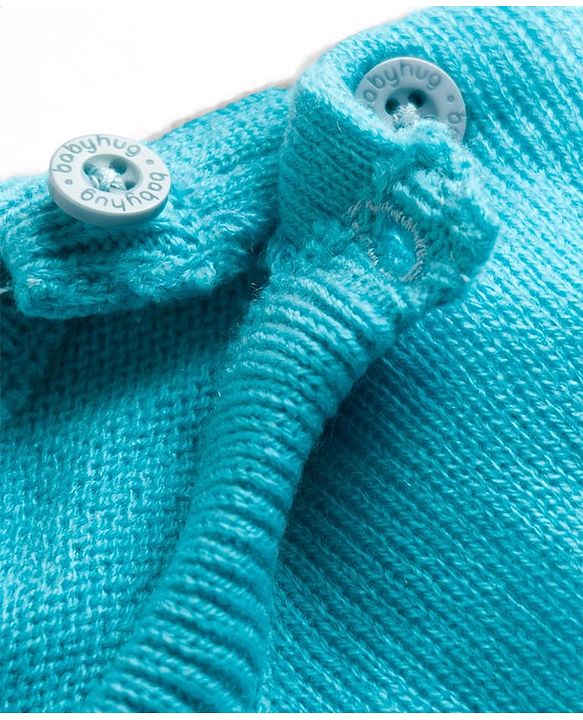 Babyhug Knitted Full Sleeves Sweater Set With Bunny Design - Light Blue