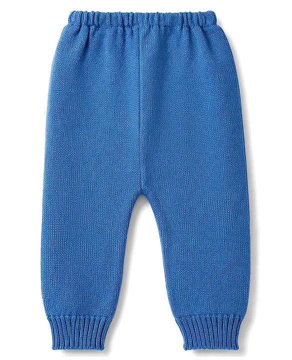 Babyhug Knitted Full Sleeves Sweater Set With Star Design - Blue