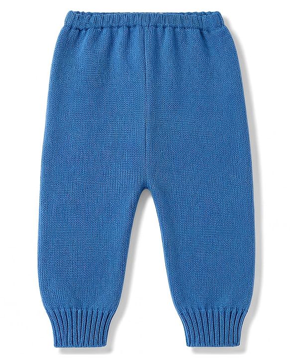 Babyhug Knitted Full Sleeves Sweater Set With Star Design - Blue