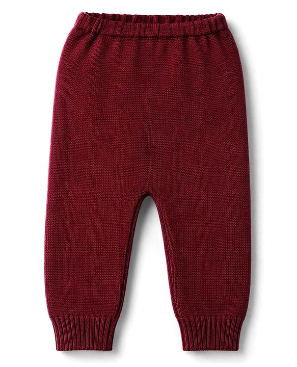 Babyhug Knitted Full Sleeves Sweater Set - Wine