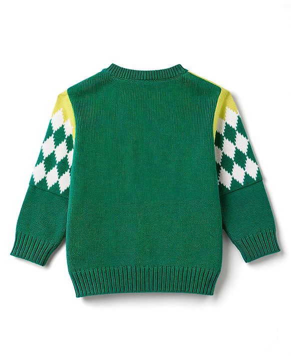 Babyhug Knitted Full Sleeves Sweater Set - Green