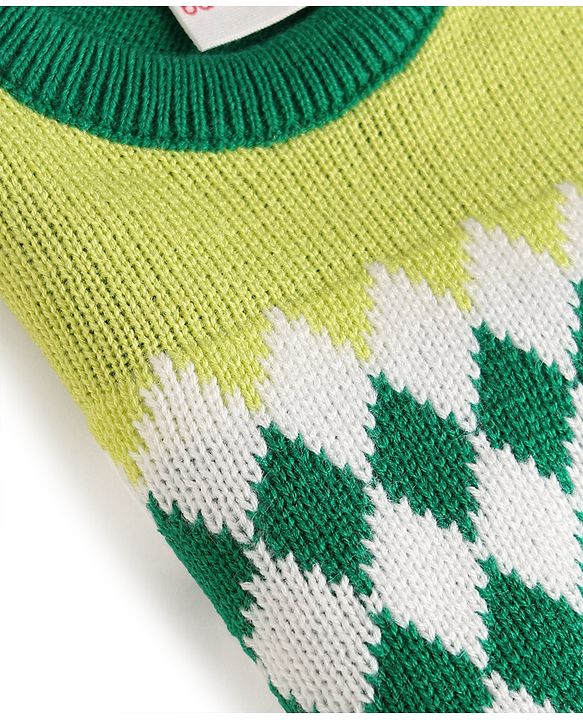 Babyhug Knitted Full Sleeves Sweater Set - Green