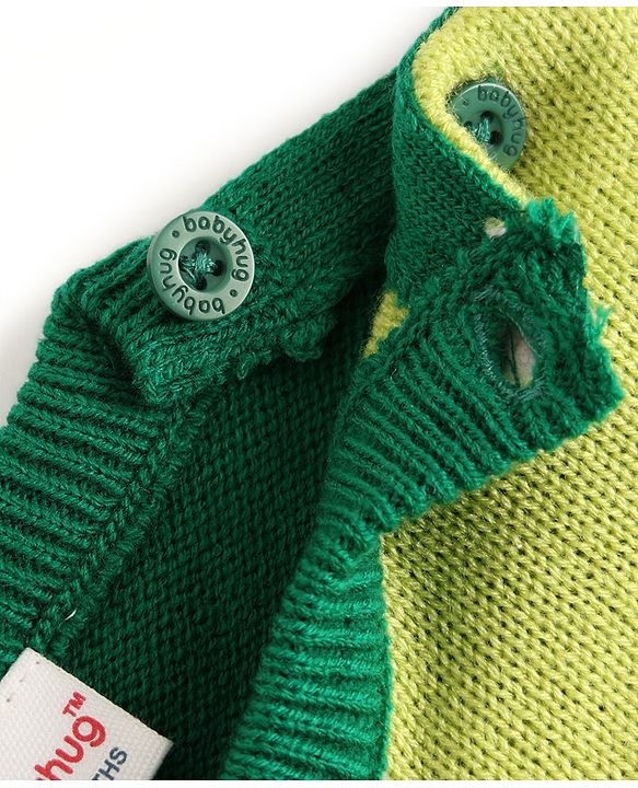 Babyhug Knitted Full Sleeves Sweater Set - Green