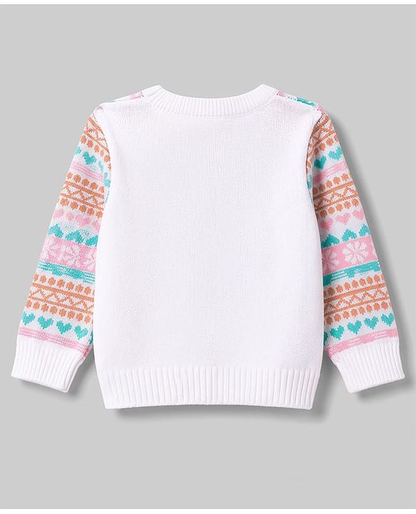 Babyhug Knitted Full Sleeves Sweater Set With Floral Design - Pink