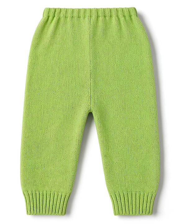 Babyhug Knitted Full Sleeves Striped Sweater Set - Green
