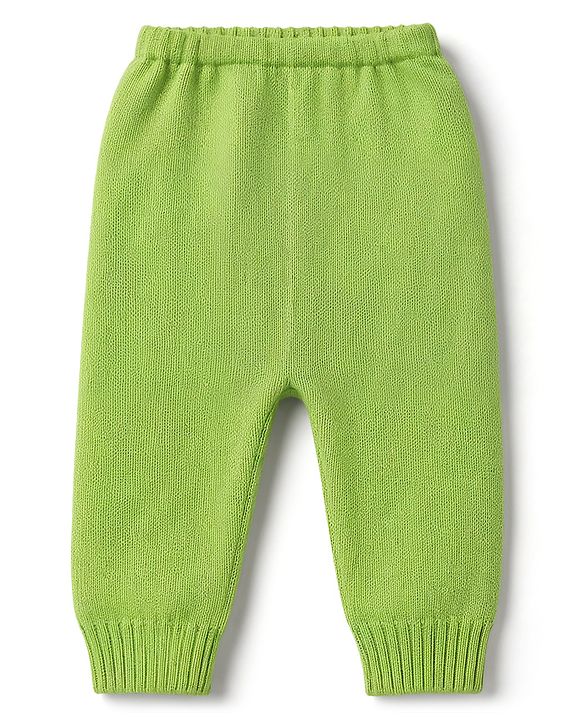 Babyhug Knitted Full Sleeves Striped Sweater Set - Green