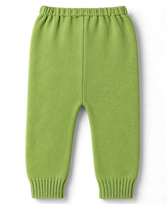Babyhug Knitted Full Sleeves Striped Sweater Set - Green
