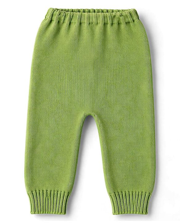 Babyhug Knitted Full Sleeves Striped Sweater Set - Green