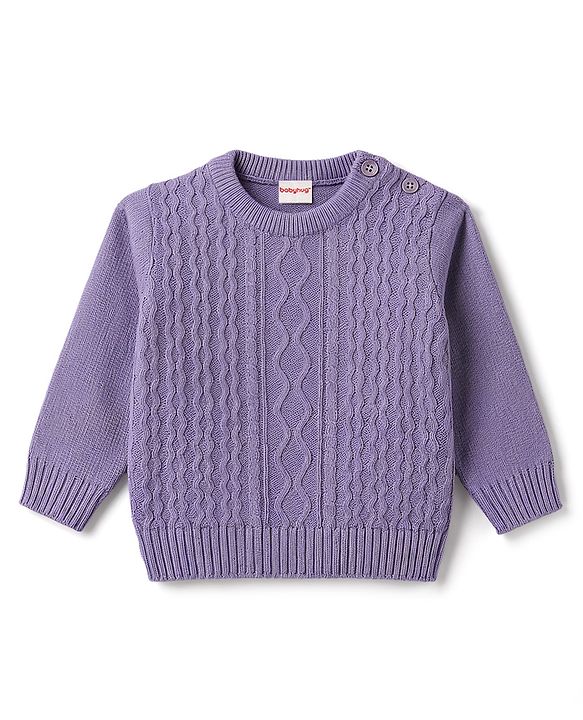 Babyhug Knitted Full Sleeves Sweater Set - Lavender