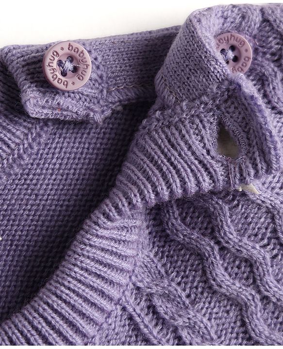 Babyhug Knitted Full Sleeves Sweater Set - Lavender