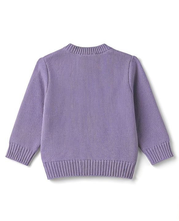 Babyhug Knitted Full Sleeves Sweater Set - Lavender