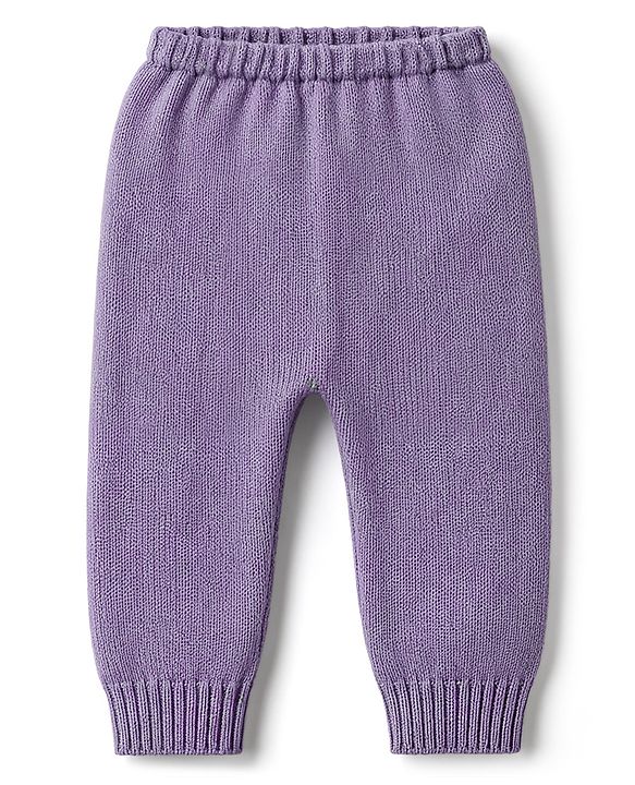 Babyhug Knitted Full Sleeves Sweater Set - Lavender