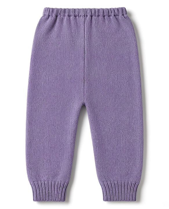 Babyhug Knitted Full Sleeves Sweater Set - Lavender