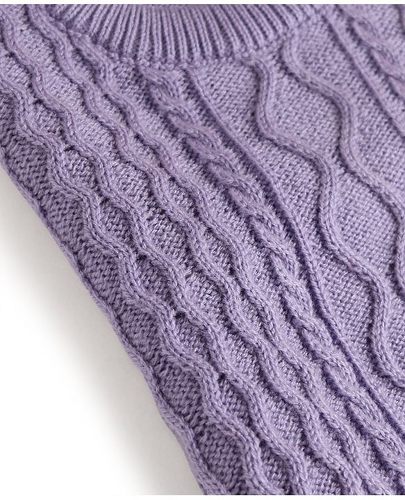 Babyhug Knitted Full Sleeves Sweater Set - Lavender