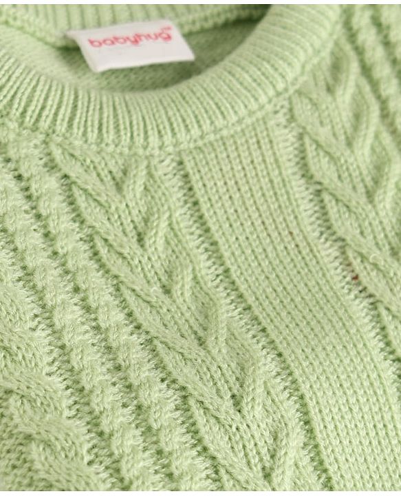 Babyhug Knitted Full Sleeves Sweater Set  - Green