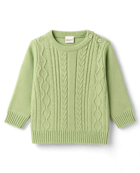 Babyhug Knitted Full Sleeves Sweater Set  - Green