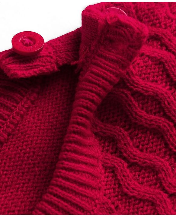 Babyhug Knitted Full Sleeves Sweater Set - Red