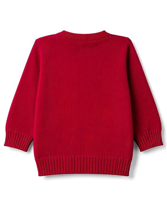 Babyhug Knitted Full Sleeves Sweater Set - Red
