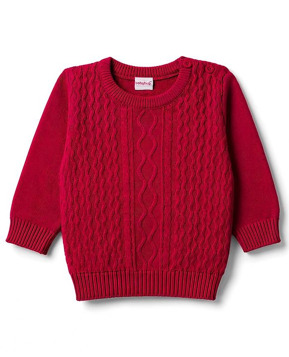 Babyhug Knitted Full Sleeves Sweater Set - Red