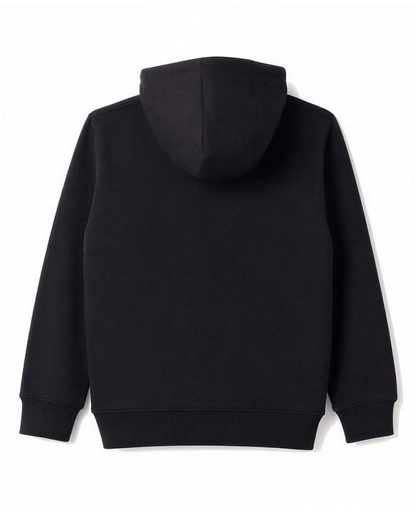 Pine Kids Knit Full Sleeves Hooded Solid Colour Sweat Jacket with Kangaroo Pockets -  Black