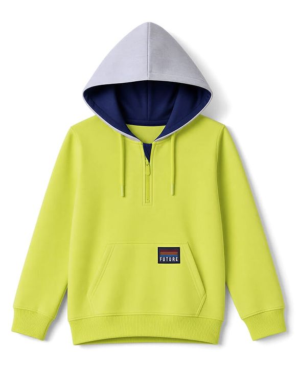 Pine Kids Cotton Knit Sweatshirt with Full Sleeves and Future Print in Green for 4-5 Years