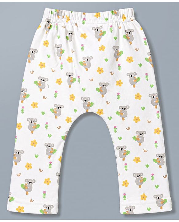 Babyhug 100% Cotton Knit Full Length Diaper Leggings With Koala Print Pack of 3 - Multicolor