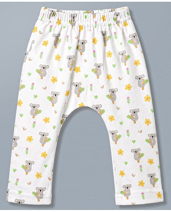 Babyhug 100% Cotton Knit Full Length Diaper Leggings With Koala Print Pack of 3 - Multicolor