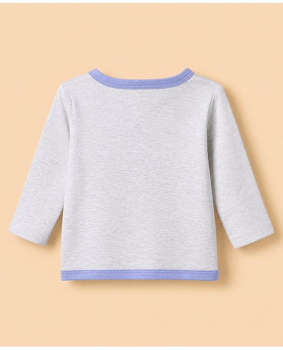 Babyhug 100% Cotton Interlock Knit Full Sleeves Jhablas with Cute Baby Bear Embroidery and Bear Travel Print Pack of 3 - White, Light Grey, Lavender