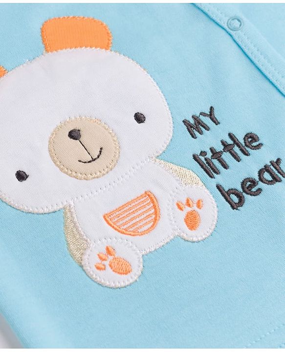 Babyhug 100% Cotton Interlock Knit Front Open Full Sleeves Striped Jhablas With Teddy Bear Print & Applique Pack of 3 - Yellow, White & Light Blue