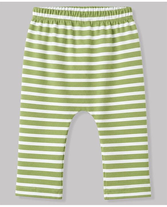 Babyhug 100% Cotton Knit Full Length Striped Star & Vehicles Printed Diaper Leggings Pack of 3 - Multicolor
