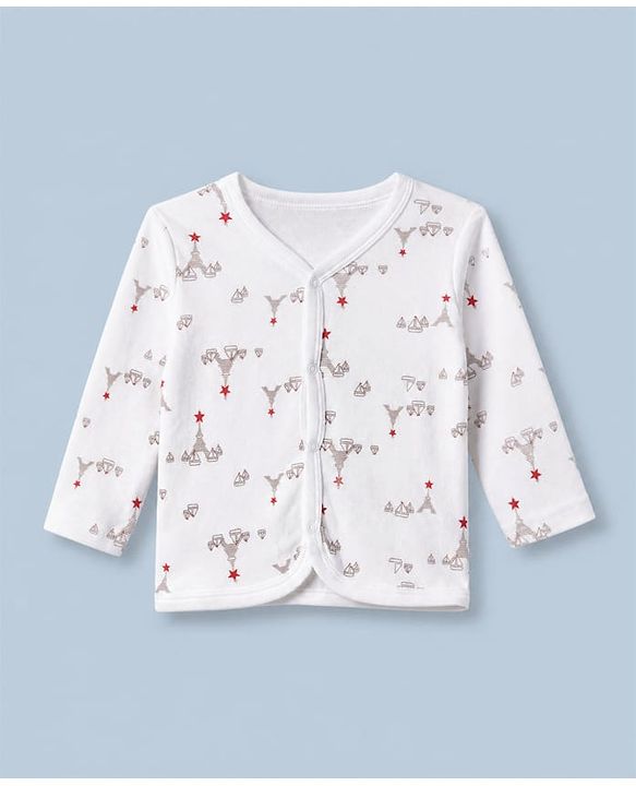 Babyhug 100% Cotton Interlock Knit Jhablas with Full Sleeves and Truck Print Pack of 3 in Cream