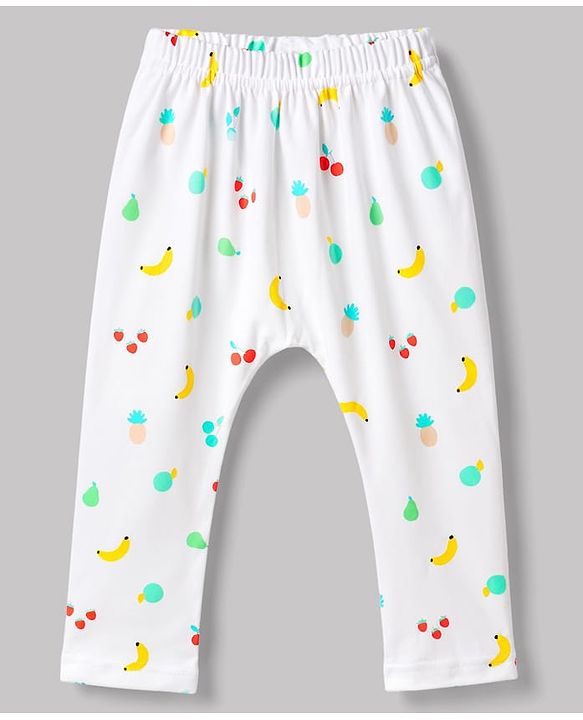 Babyhug 100% Cotton Knit Full Length Diaper Leggings With Fruit Print Pack of 3 - Multicolor