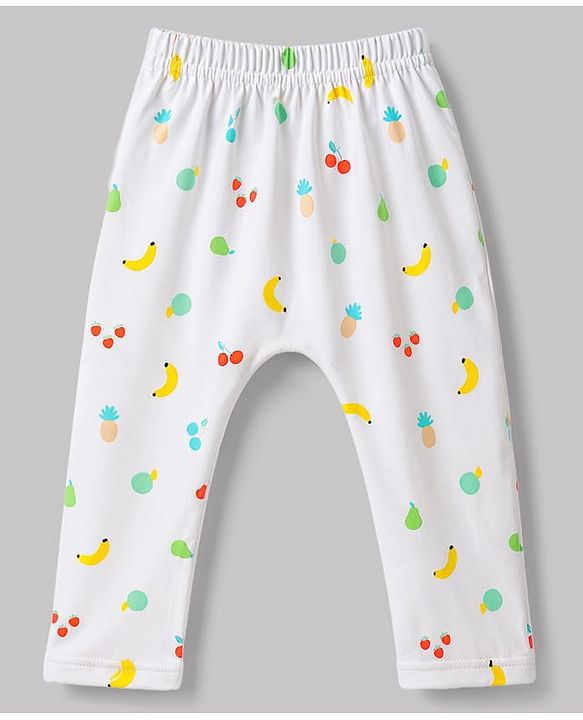 Babyhug 100% Cotton Knit Full Length Diaper Leggings With Fruit Print Pack of 3 - Multicolor