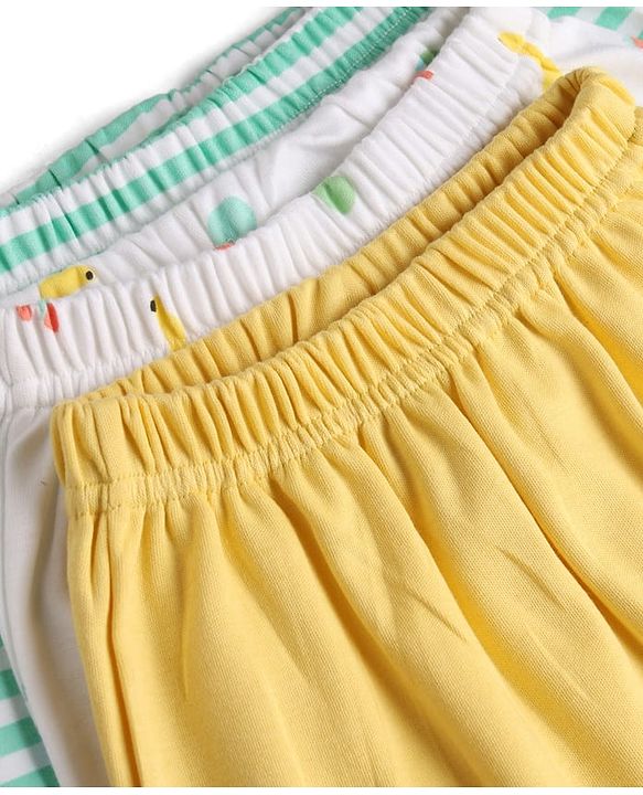Babyhug 100% Cotton Knit Full Length Diaper Leggings With Fruit Print Pack of 3 - Multicolor