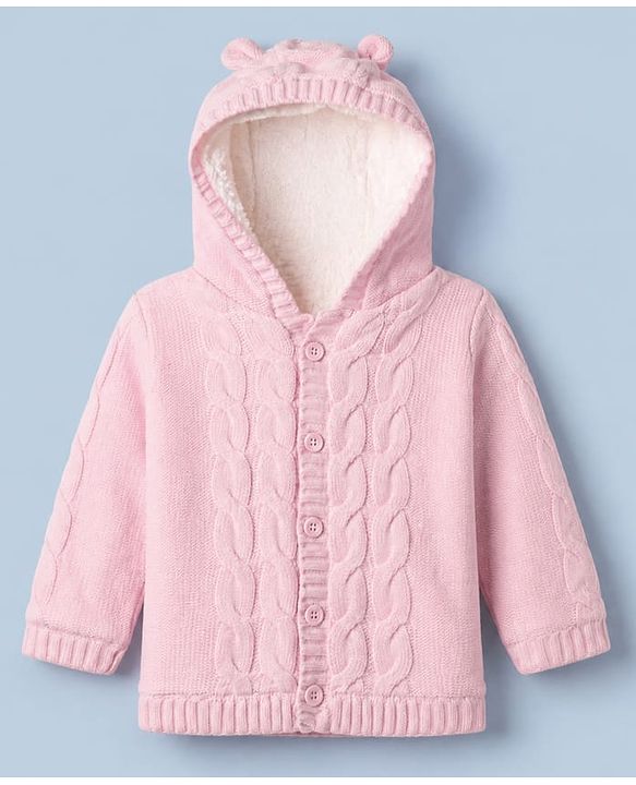 Babyhug Fur- Lined Hooded Sweater PINK 18-24m