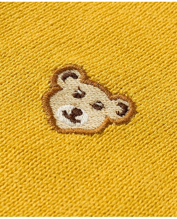 Babyhug Knit Full Sleeves Bear Embroidered Front Open Sweater - Yellow