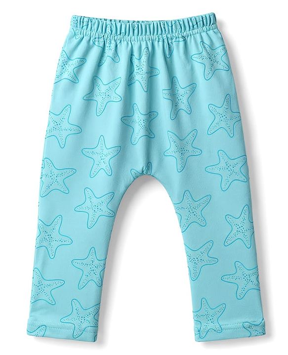 Babyhug Cotton Interlock Knit Full Length Diaper Leggings With Sea Life Print Pack of 3 - Multicolor