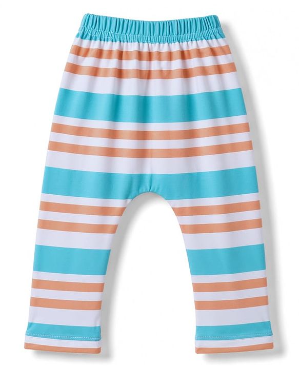 Babyhug Cotton Interlock Knit Full Length Diaper Leggings With Sea Life Print Pack of 3 - Multicolor