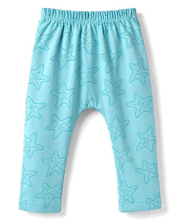 Babyhug Cotton Interlock Knit Full Length Diaper Leggings With Sea Life Print Pack of 3 - Multicolor