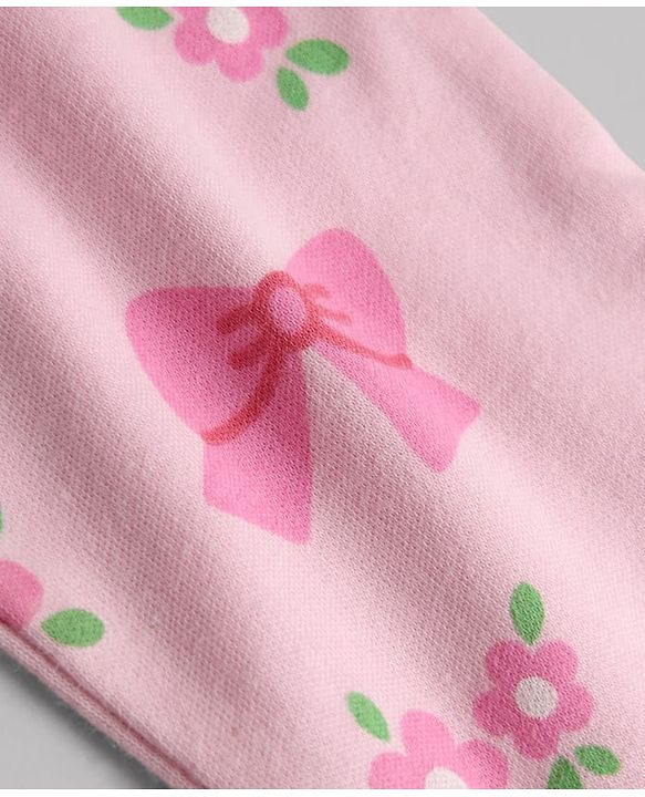 Babyhug Cotton Knit Full Length Diaper Leggings WIth Floral & Bow Print Pack of 3 - Multicolor