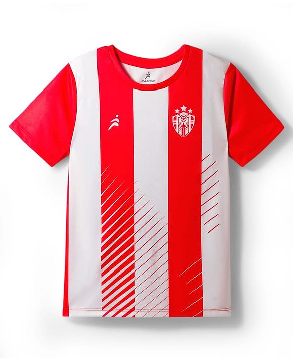 Pine Active Knit Half Sleeves Striped T-Shirt - Red & White