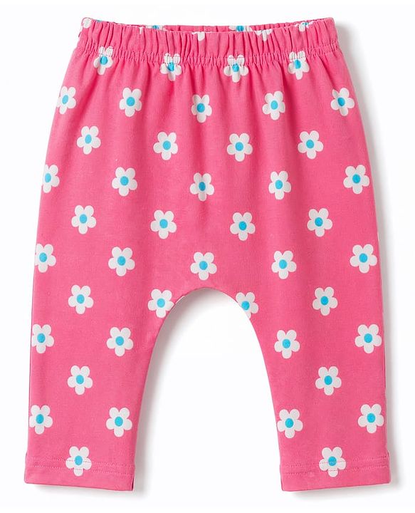 Babyhug Cotton Knit Full Length Diaper Leggings With Floral Heart & Rainbow Print Pack of 3 - Multicolor