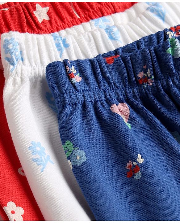 Babyhug Interlock Knit Full Length Printed Diaper Leggings Pack of 3 - Multicolor