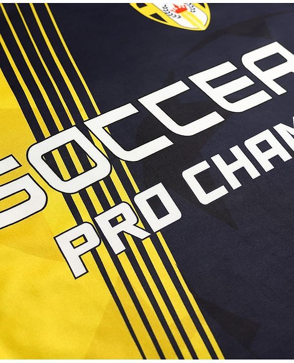 Pine Active Knit Half Sleeves Soccer Theme Printed T-Shirt - Yellow