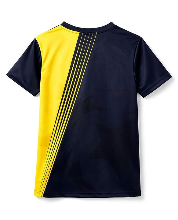 Pine Active Knit Half Sleeves Soccer Theme Printed T-Shirt - Yellow